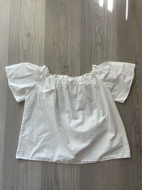 H&M White Cotton Off-Shoulder Top - Size XS/S